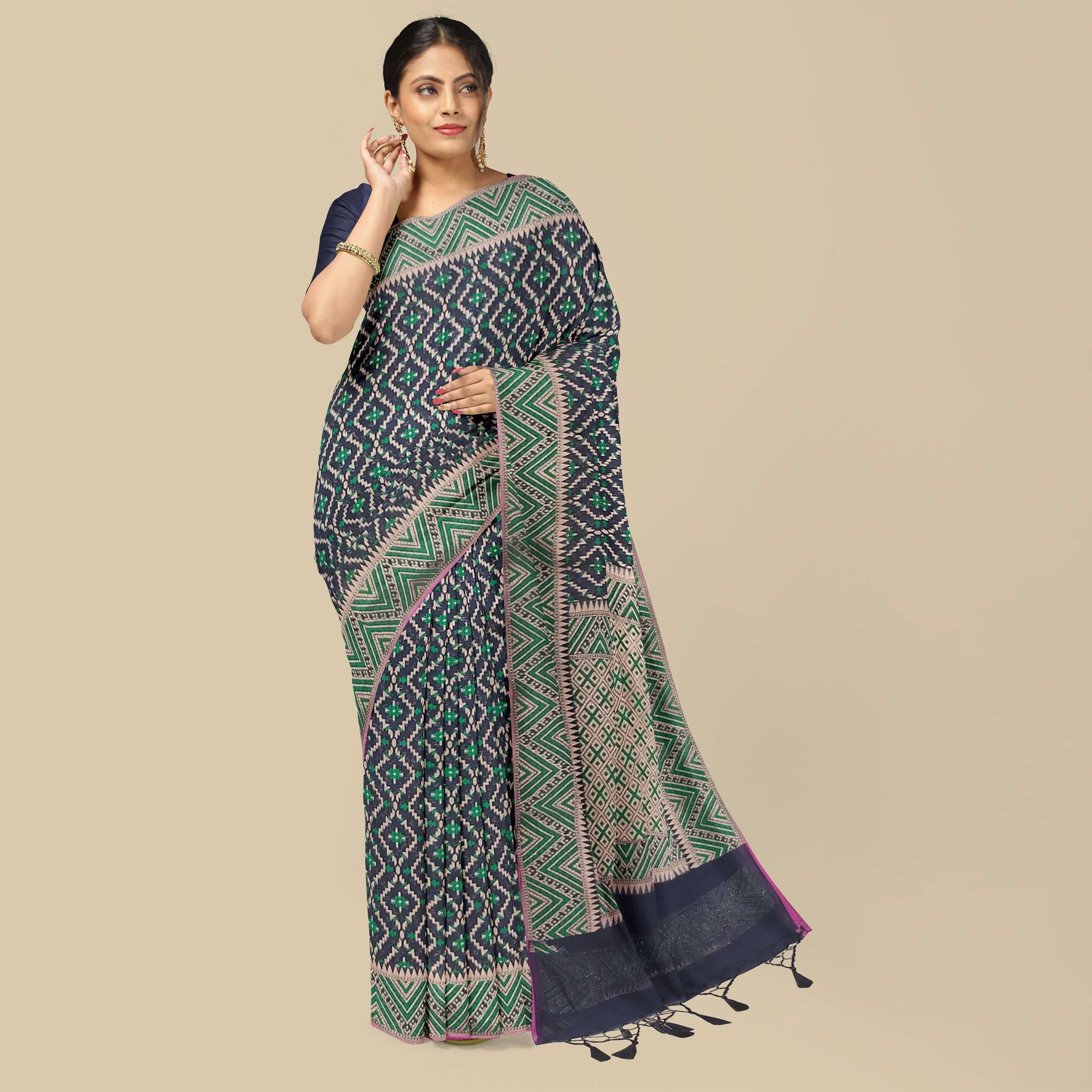 Cotton Zari Alfi Saree - Image 2